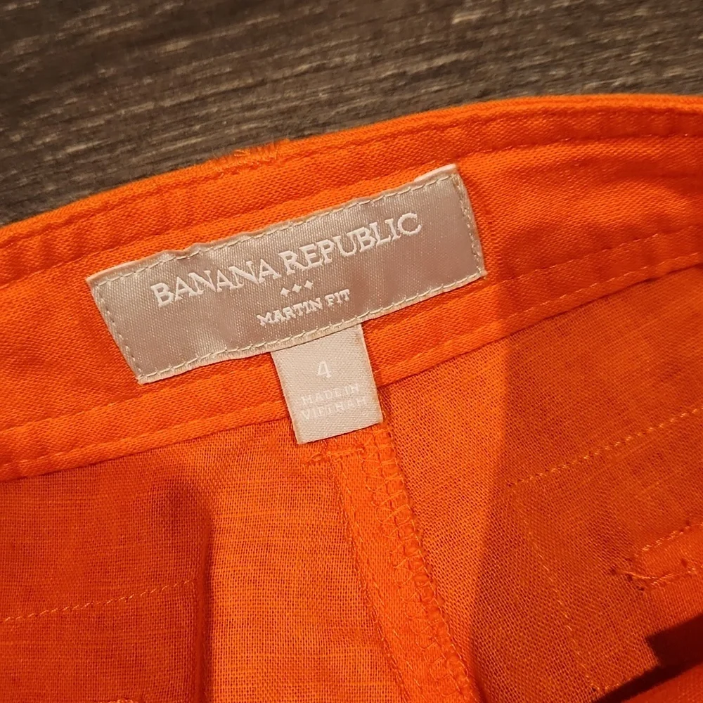 ❤️ BANANA REPUBLIC LINEN COTTON MARTIN FIT STRAIGHT CROP PANTS, 4 (27)